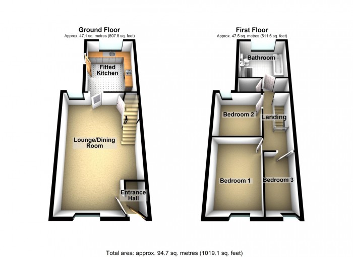 Floorplan for Bryn Street, Twynyrodyn, Merthyr Tydfil,
