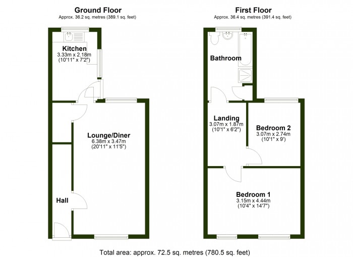 Floorplan for Augustus Street, Ynysybwl, Pontypridd, Rhondda Cynon Taf