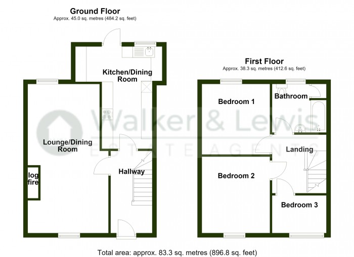 Floorplan for Brynteg, Treharris, Merthyr Tydfil, CF46 5RE