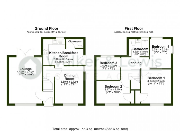 Floorplan for Ceiriog Crescent, Rhydyfelin, Pontypridd, Rhondda Cynon Taf