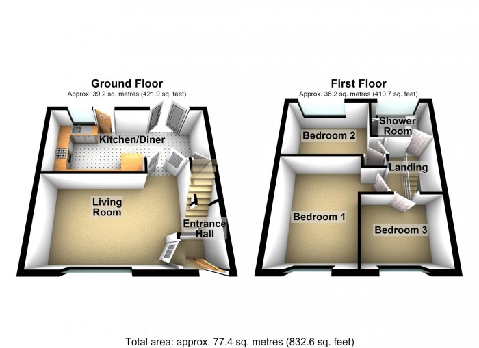 Floorplan for Yew Close, Gurnos, Merthyr Tydfil, Merthyr Tydfil