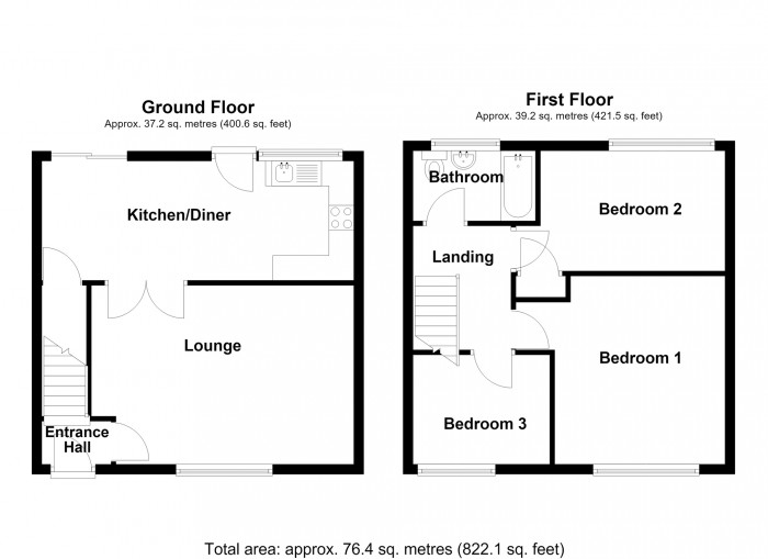 Floorplan for Fir Tree Close, Gurnos, Merthyr Tydfil,