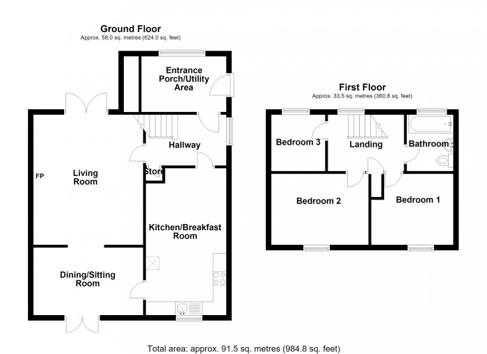 Floorplan for Brecon Rise, Pant, Merthyr Tydfil, Merthyr Tydfil