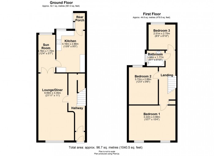 Floorplan for Tynycoed Terrace, Merthyr CF47 9HU