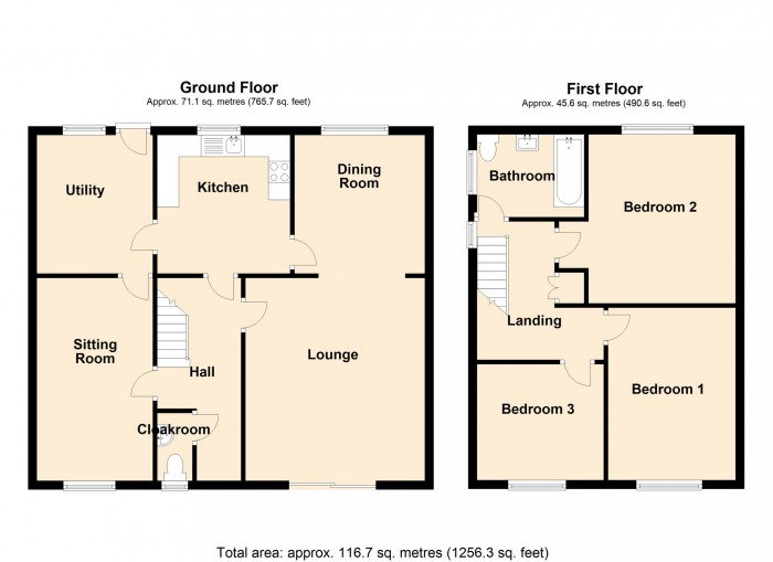 Floorplan for Taff Vale Estate, Edwardsville, Treharris CF46 5NJ