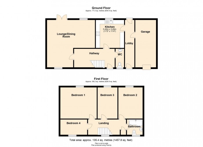 Floorplan for Harlech Drive, Merthyr Tydfil, CF48 1JU