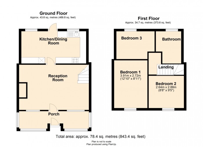 Floorplan for Mount Pleasant, Merthyr Vale, Merthyr Tydfil, CF48 4TB