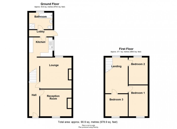 Floorplan for Arfryn Terrace, Twynyrodyn, Merthyr Tydfil, CF47 0PP