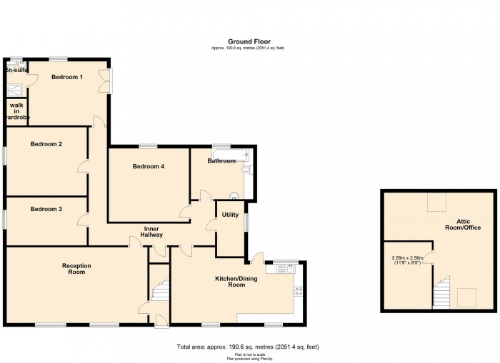 Floorplan for Wattisham, Rocky Road, Merthyr Tydfil, CF47 9JN