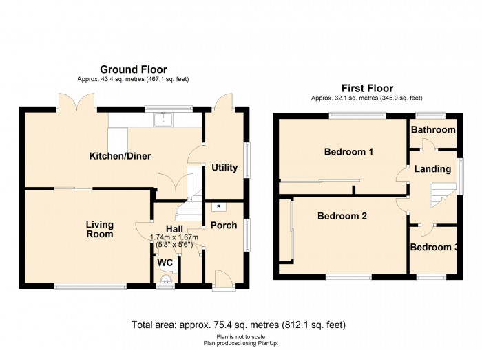 Floorplan for Billingham Crescent, Merthyr Tydfil, CF47 9AW