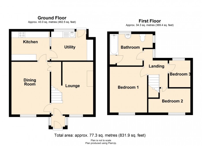 Floorplan for Aelybryn, Pantygraigwen, Pontypridd CF37 2RU