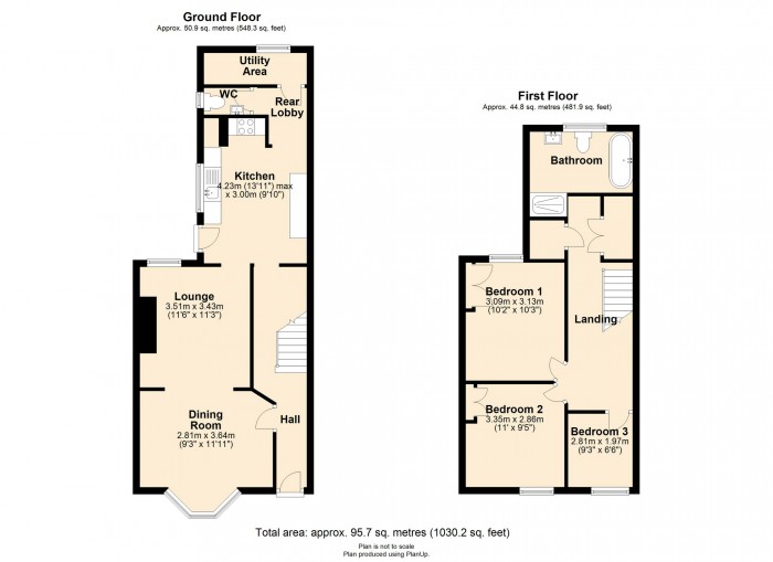 Floorplan for Alexandra Terrace, Llantwit Fardre, Pontypridd, CF38 2HN