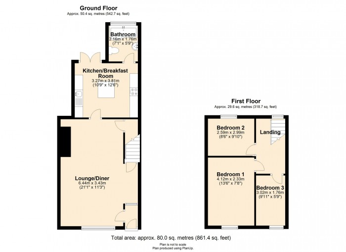 Floorplan for Wingfield Street, Aberfan, Merthyr Tydfil