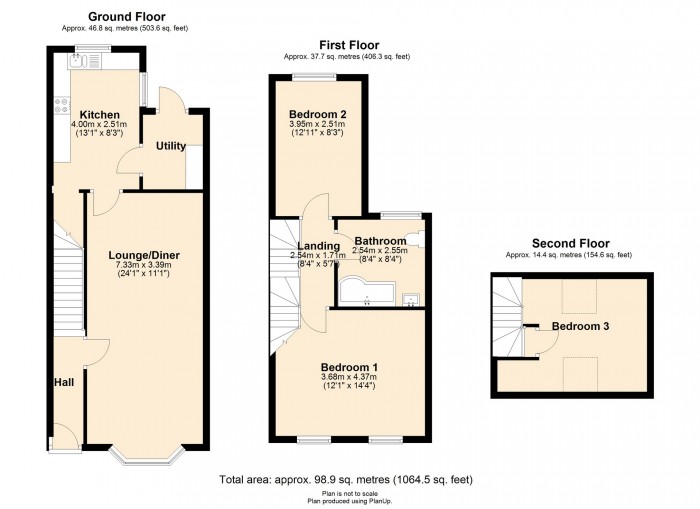 Floorplan for Woodland Terrace, Maesycoed, Pontypridd CF37 1EA