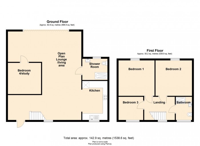 Floorplan for Pant-y-Dwr, Cwmtaf, Merthyr Tydfil, CF48 2HS