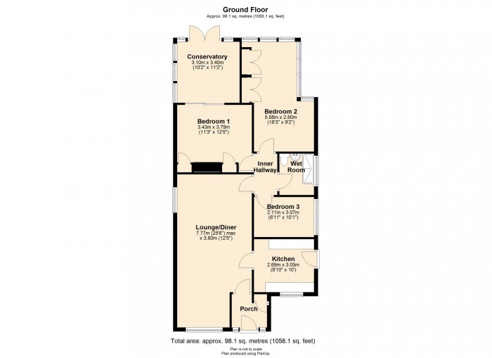 Floorplan for Underhill Drive, Tonteg, Pontypridd CF38 1NW