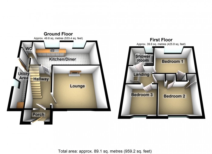 Floorplan for Roberts Avenue, Merthyr Tydfil