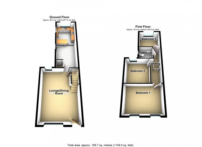 Floorplan for Tynycoed Terrace, Penydarren, Merthyr Tydfil, South Glamorgan