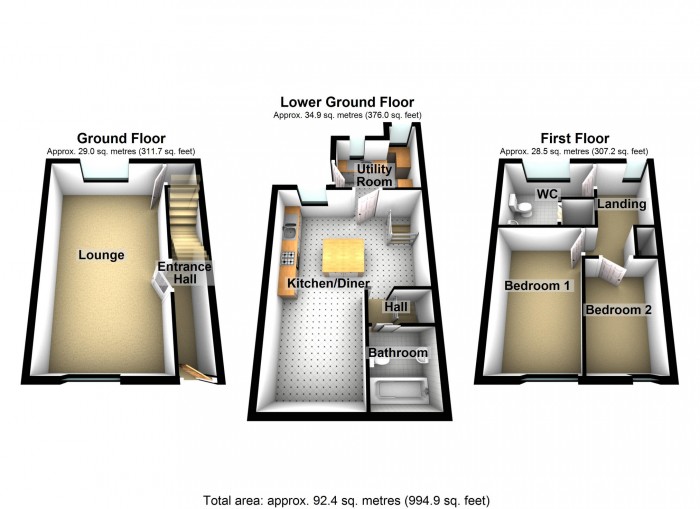 Floorplan for Bryntaf, Aberfan, Merthyr Tydfil, South Glamorgan