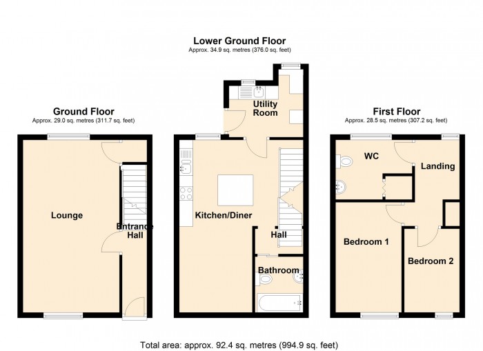 Floorplan for Bryntaf, Aberfan, Merthyr Tydfil, South Glamorgan