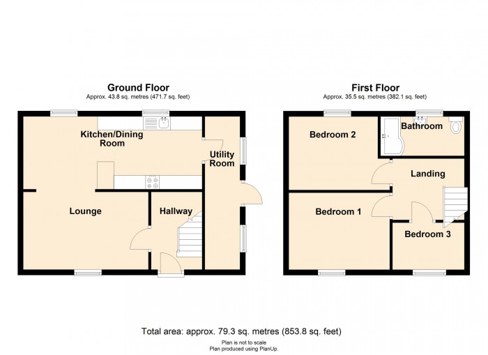 Floorplan for Aneurin Crescent, Merthyr Tydfil, CF47 0TB