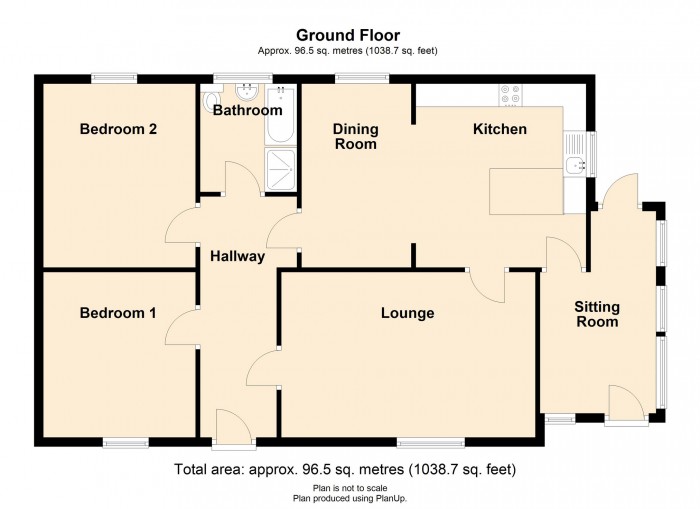 Floorplan for Corner view bungalow, Heolgerrig, Merthyr Tydfil,CF48 1UB