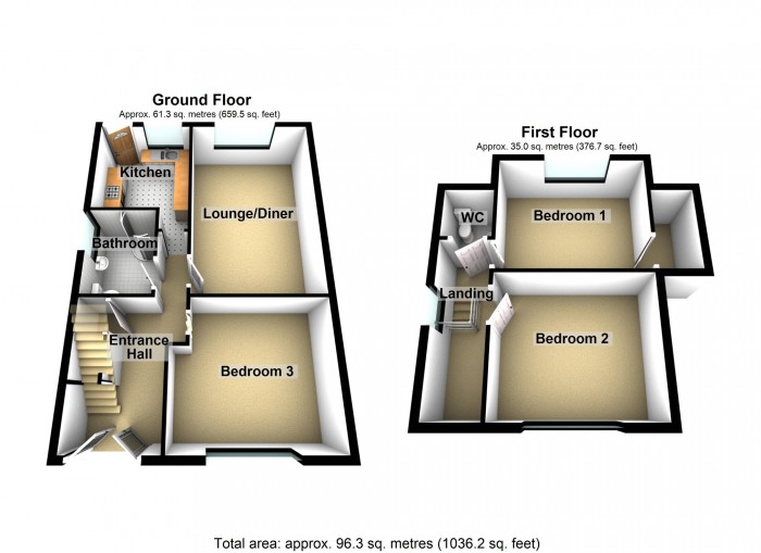 Floorplan for Monmouth Drive, Merthyr Tydfil, South Glamorgan