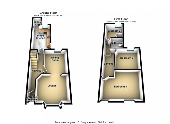 Floorplan for Gwendoline Street, Merthyr Tydfil