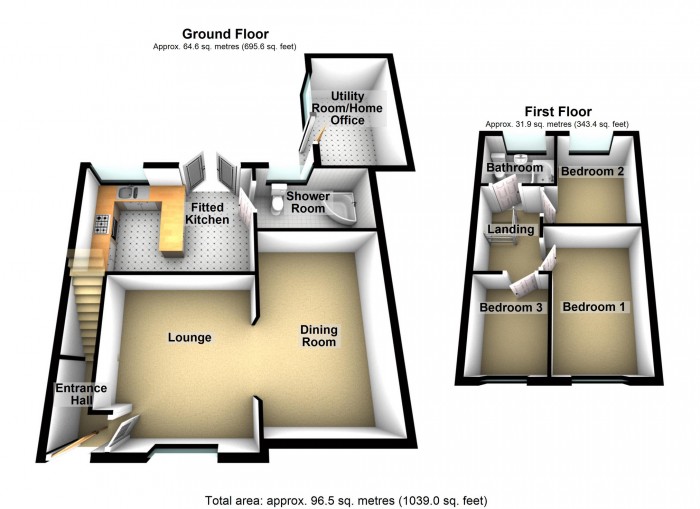 Floorplan for Monmouth Drive, Merthyr Tydfil