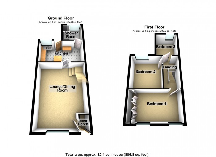 Floorplan for Tydfil Terrace, Troedyrhiw, Merthyr Tydfil