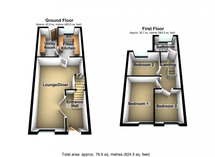 Floorplan for Tyllwyd Street, Penydarren, Merthyr Tydfil