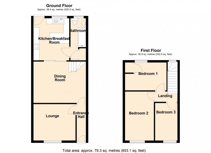 Floorplan for Primrose Hill, Merthyr Tydfil