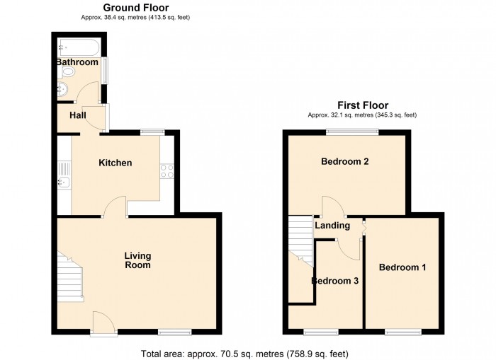Floorplan for Nightingale Street, Abercanaid, Merthyr Tydfil