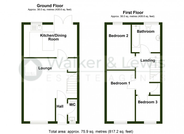Floorplan for Pen Cerrig Rise, Heolgerrig, Merthyr Tydfil, CF48 1BF