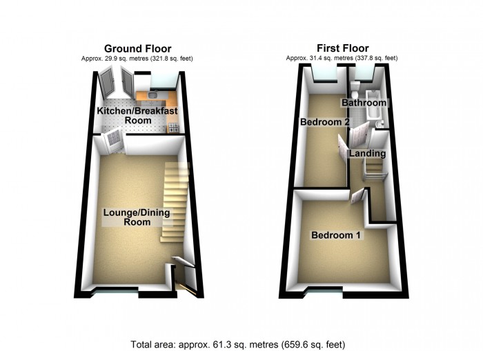 Floorplan for Church Street, Penydarren, Merthyr Tydfil