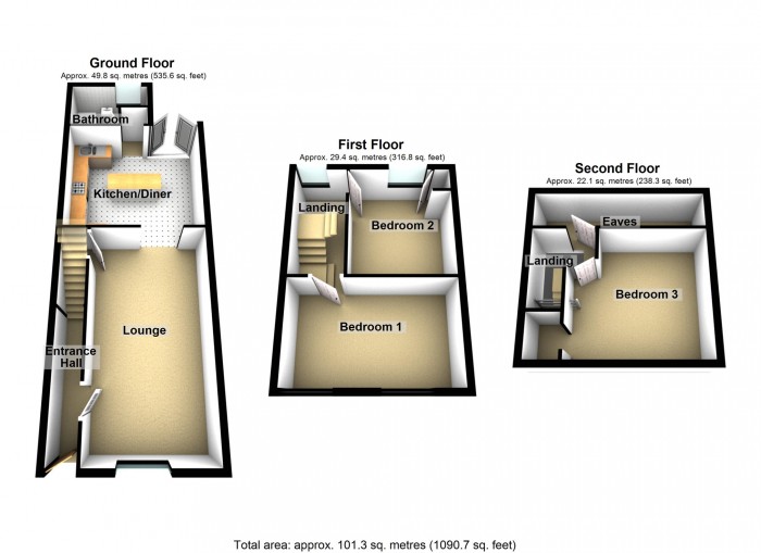 Floorplan for Gwladys Street, Pant, Merthyr Tydfil