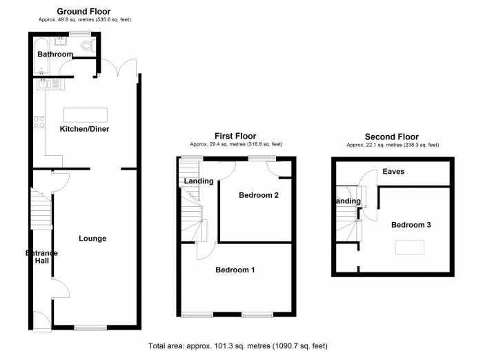 Floorplan for Gwladys Street, Pant, Merthyr Tydfil