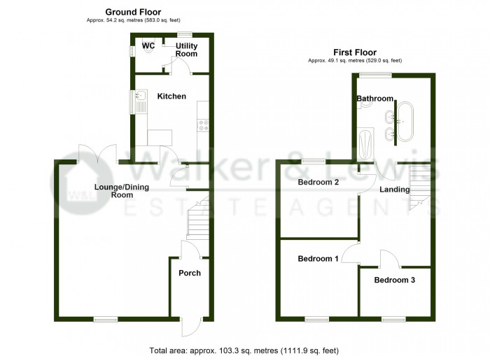 Floorplan for Oaklands, Cardiff road, Merthyr Vale, CF48 4SY