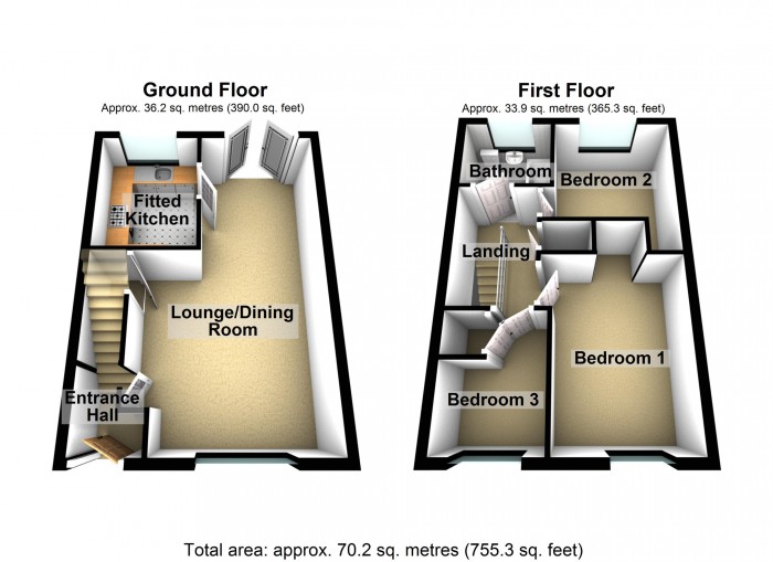 Floorplan for Harlech Drive, Merthyr Tydfil