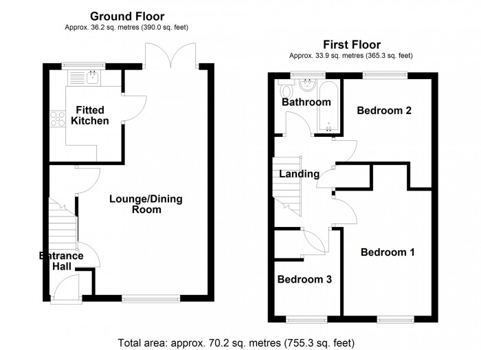 Floorplan for Harlech Drive, Merthyr Tydfil