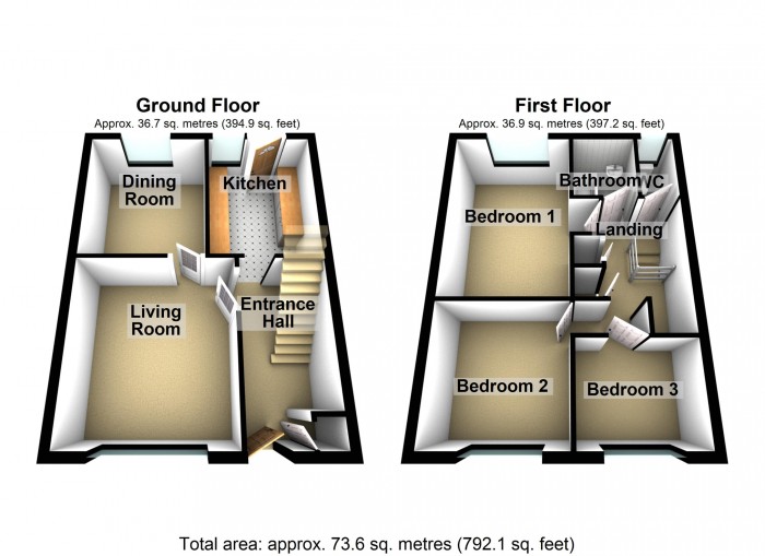 Floorplan for Forsythia Close, Merthyr Tydfil