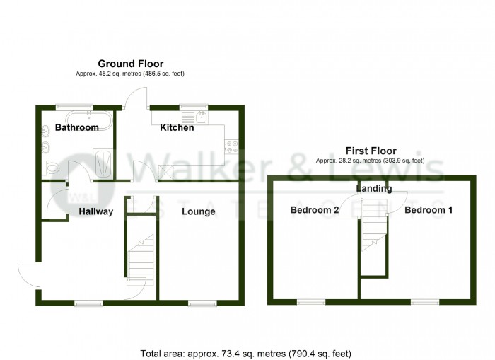 Floorplan for Poplar Street, Troedyrhiw, Merthyr Tydfil