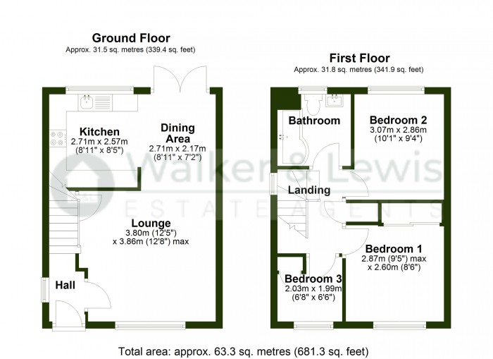 Floorplan for Llys Garth, Llantwit Fardre, Pontypridd