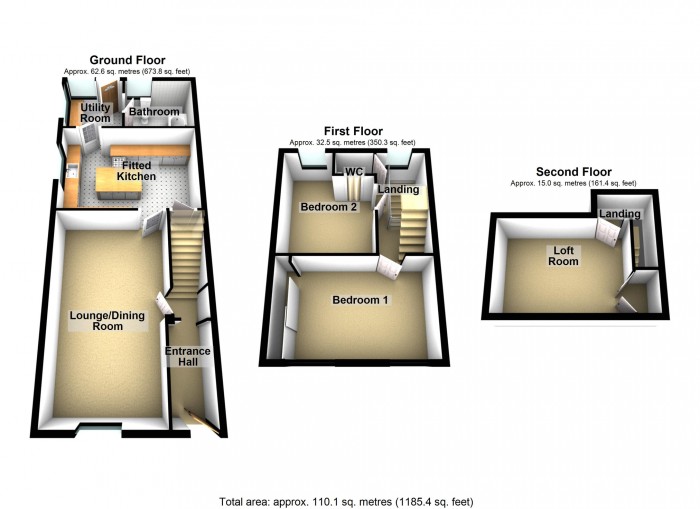 Floorplan for Edward Street, Pant, Merthyr Tydfil, CF48 2BB