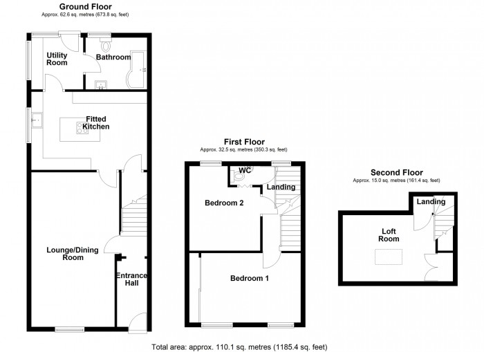 Floorplan for Edward Street, Pant, Merthyr Tydfil, CF48 2BB