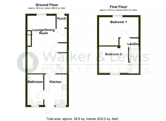 Floorplan for Glantaff Road, Troedyrhiw, Merthyr Tydfil, CF48 4EH