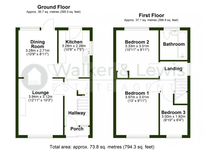 Floorplan for Carmarthen Drive, Tonteg, Pontypridd