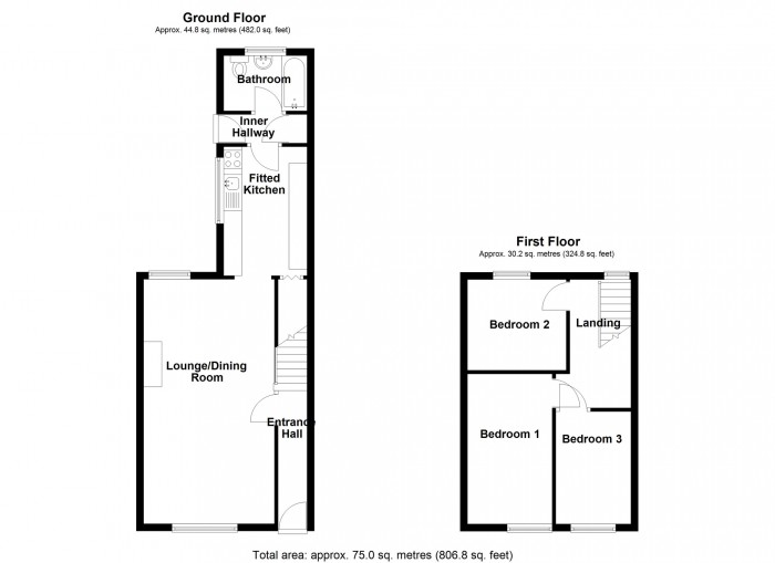 Floorplan for Saxon Street, Merthyr Tydfil