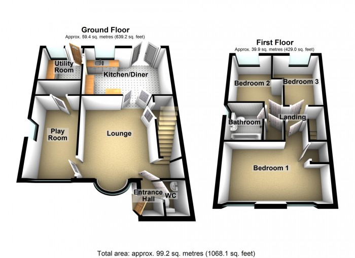 Floorplan for Elwyn Drive, Merthyr Tydfil, Mid Glamorgan