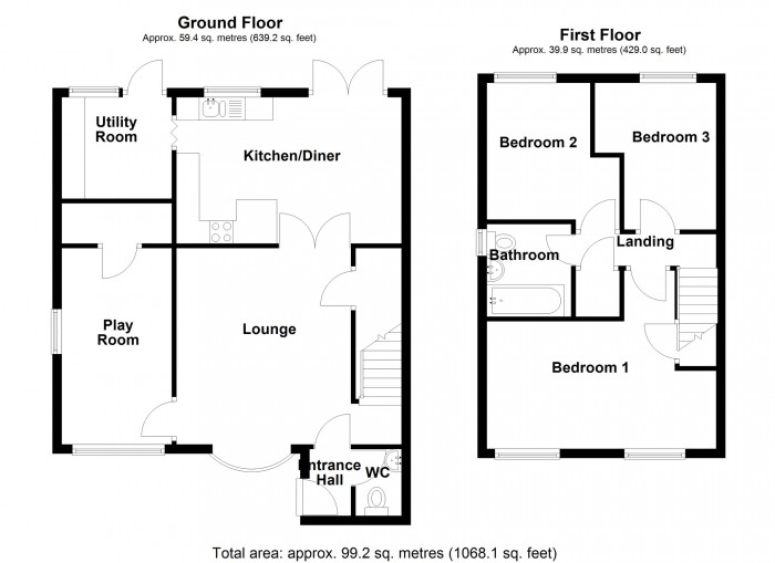 Floorplan for Elwyn Drive, Merthyr Tydfil, Mid Glamorgan